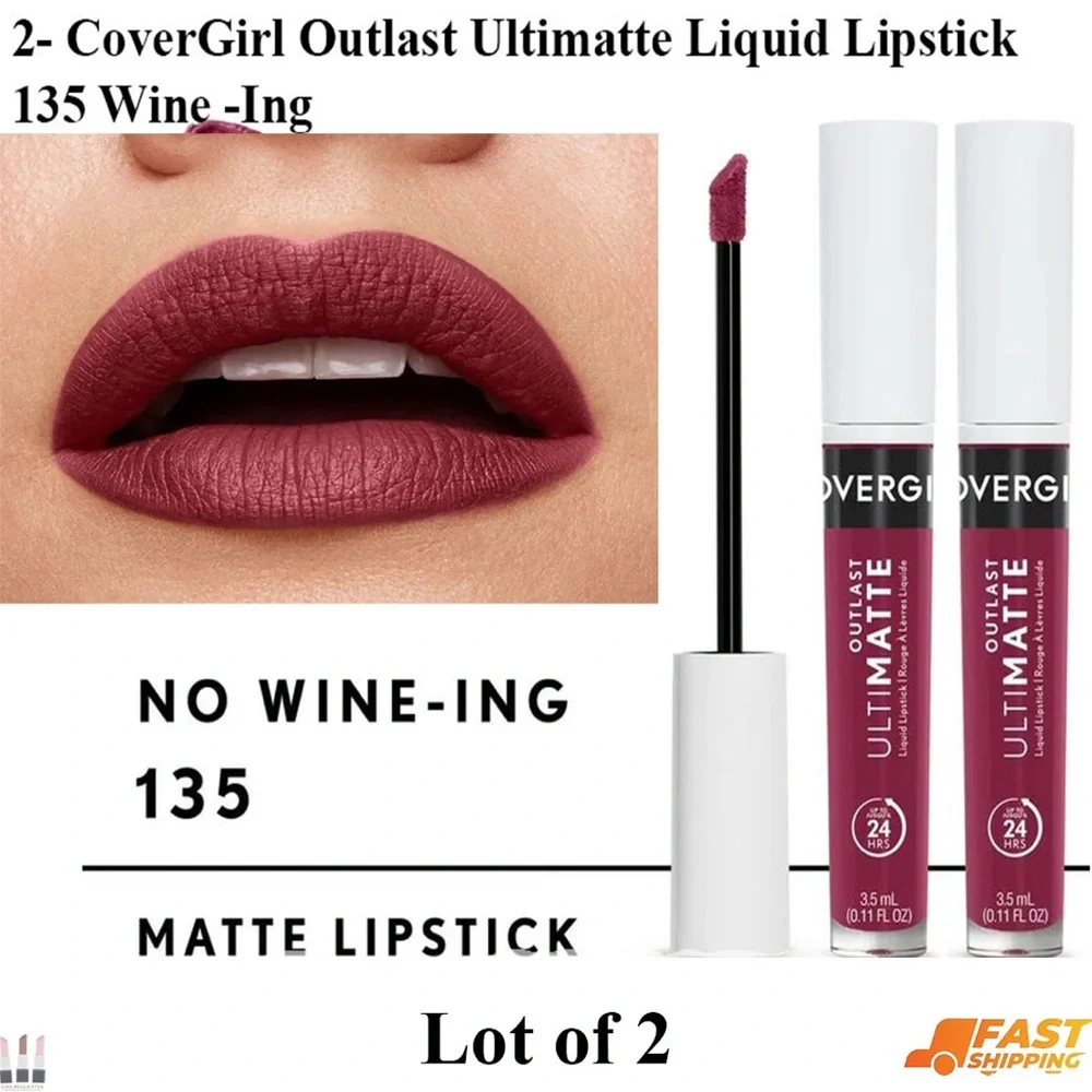 2pk: COVERGIRL Outlast Ultimate Liquid Matte Lipstick – Wine 135 (Deep Berry)